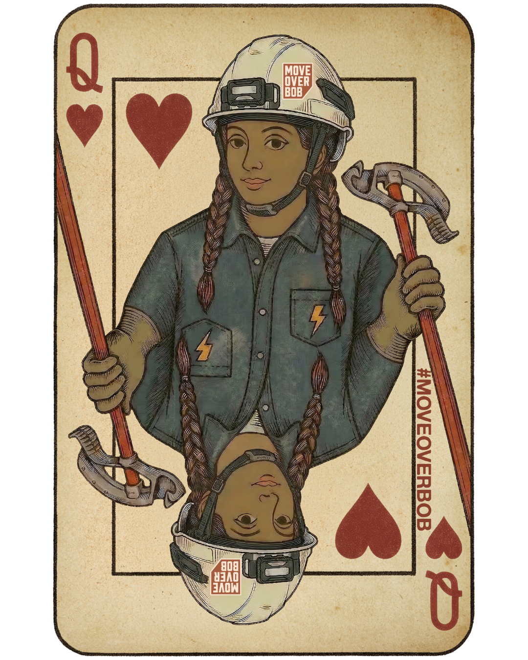 Queen of Conduit sticker: a woman electrician as the queen of hearts