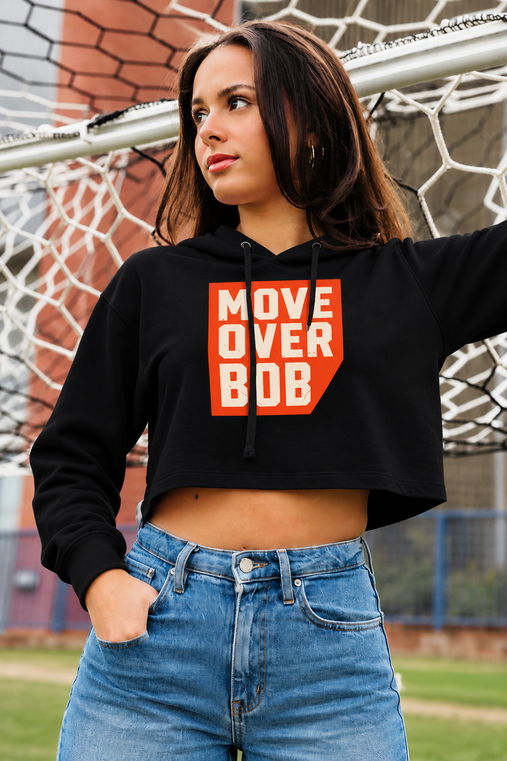 Move Over Bob Logo Crop Hoodie