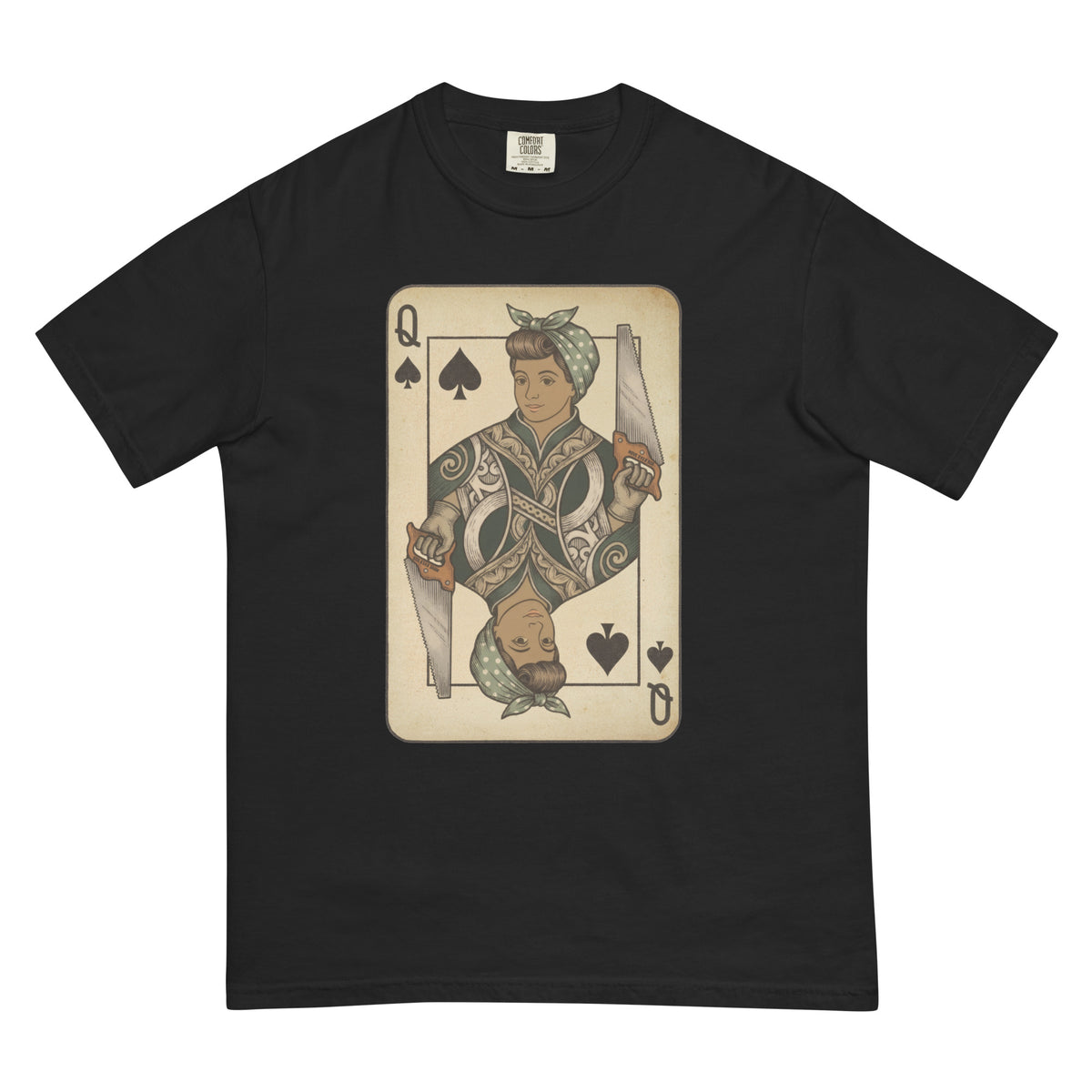 Queen of the Cut Tee in black, front