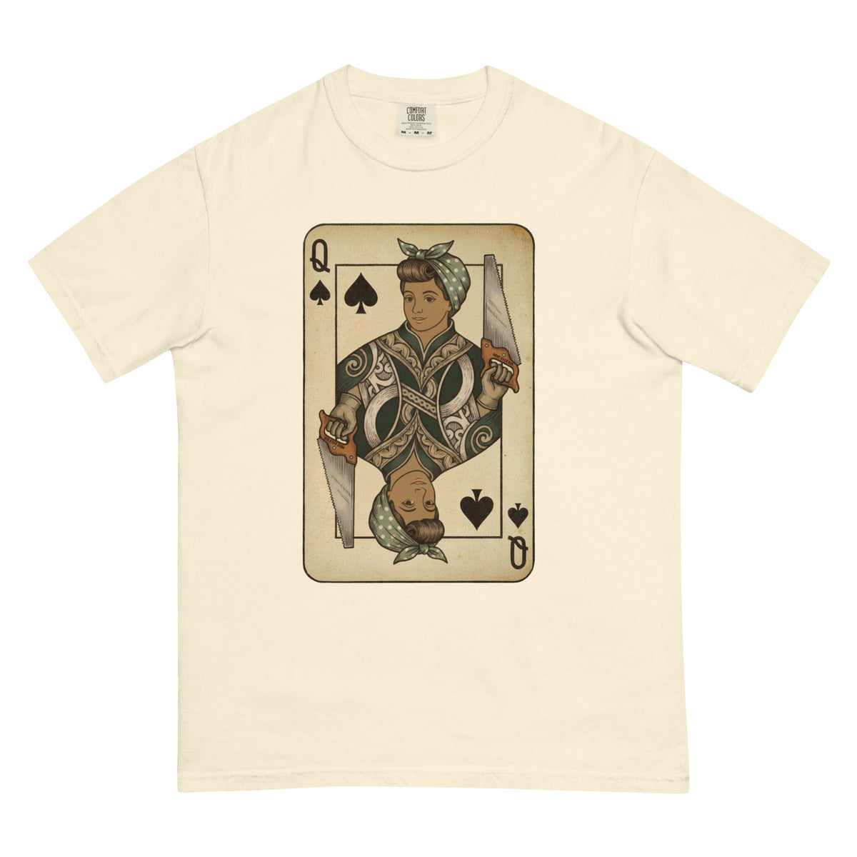 Queen of the Cut Tee in ivory, front