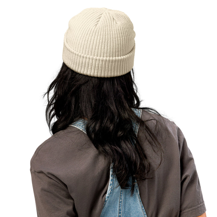 Back view of the ecru Move Over Bob fisherman beanie